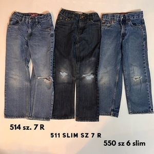 Boys Levi’s bundle distressed blue jeans 511, 514 & 550 styles broke in soft